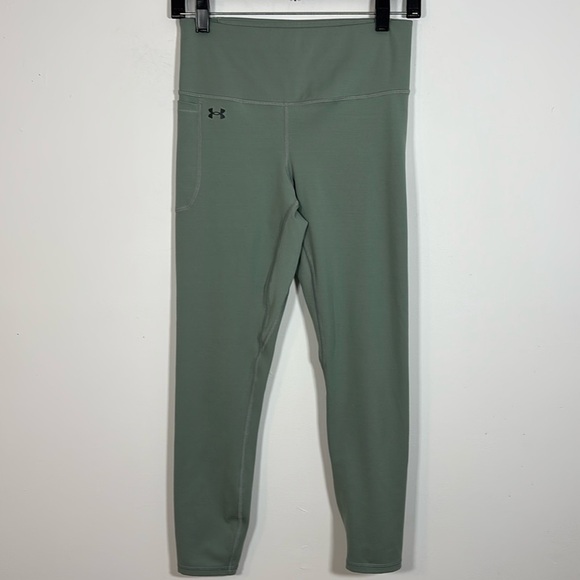 Under Armour Fitted Legging Medium Sage Green Pocket Workout Running Gym Yoga - Picture 2 of 8
